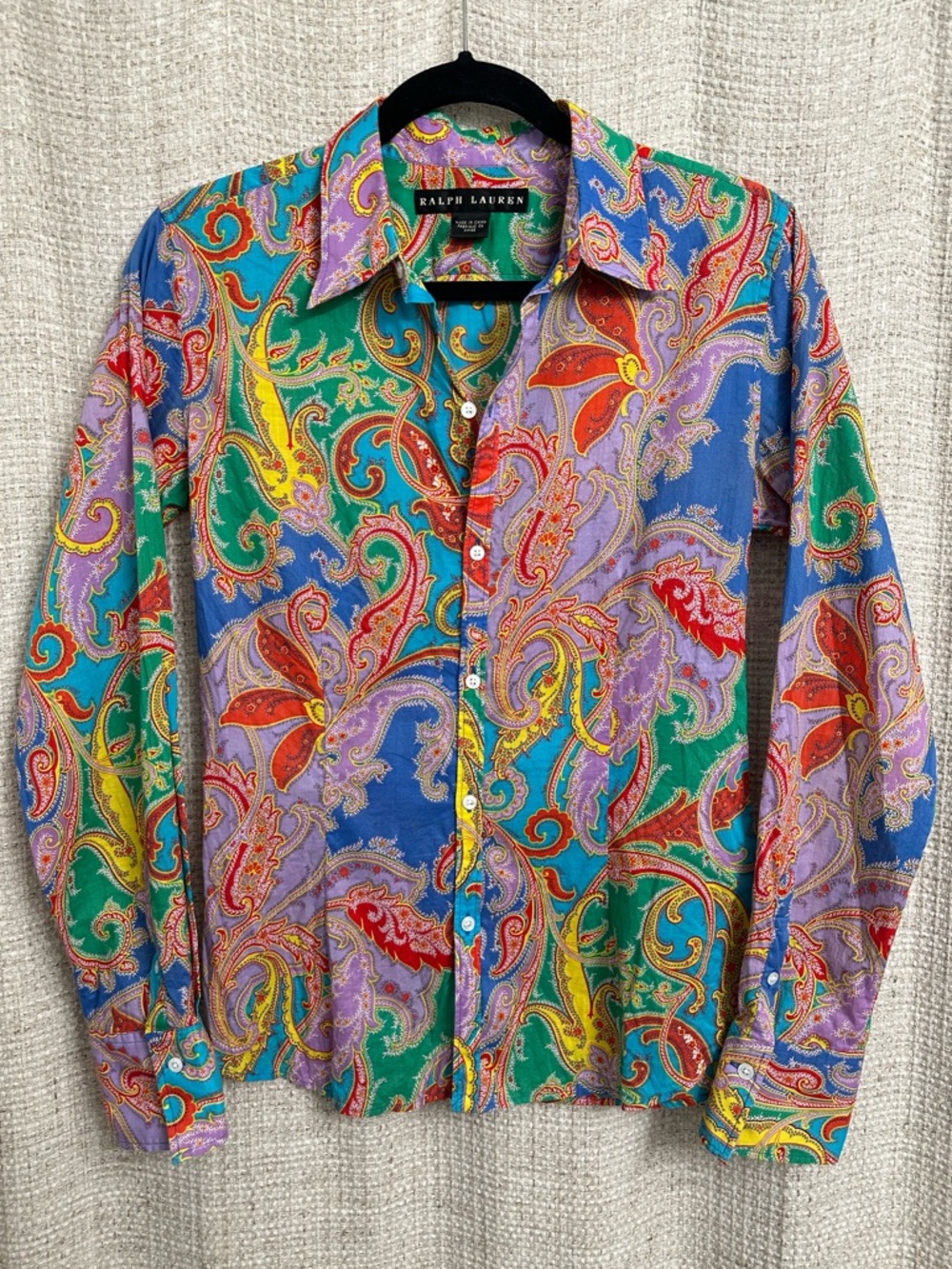 Ralph Lauren Black Label Paisley Button Down Shirt Multicolor Cotton NO SIZE TAG